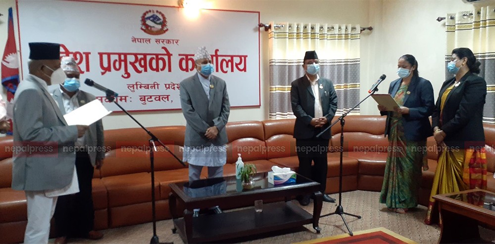 पाण्डे र शर्माकाे लुम्बिनी प्रदेश मन्त्रीमा  पुनर्नियुक्ति